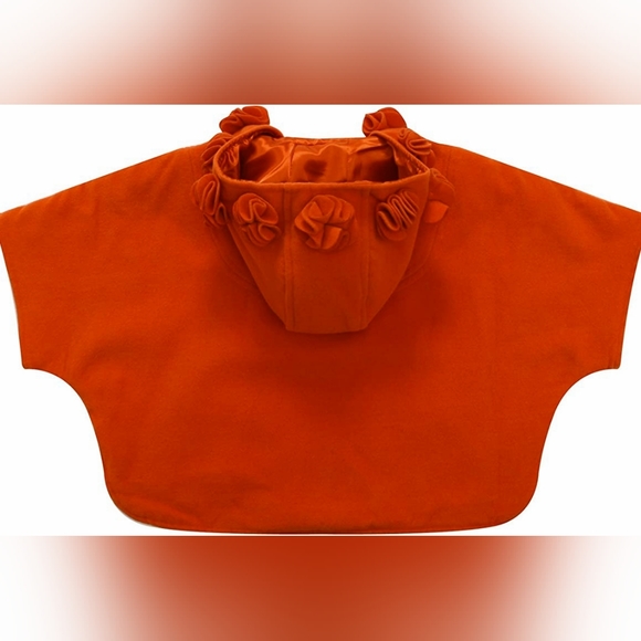 Richie House Cape Coat with Hood and Rosette Accents in Red Orange Size 4/5 NWT - Picture 2 of 12